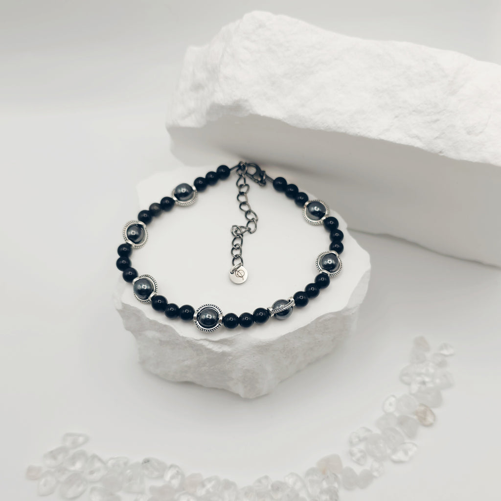 Gold-Sheen Obsidian and Hematite Bracelet [For Enhanced Clarity]
