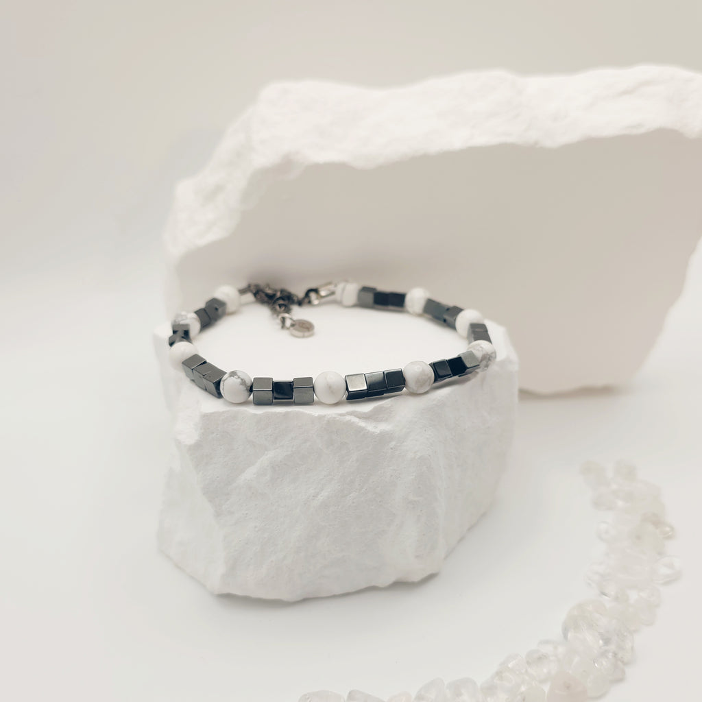 Howlite and Hematite Bracelet [For Stability]