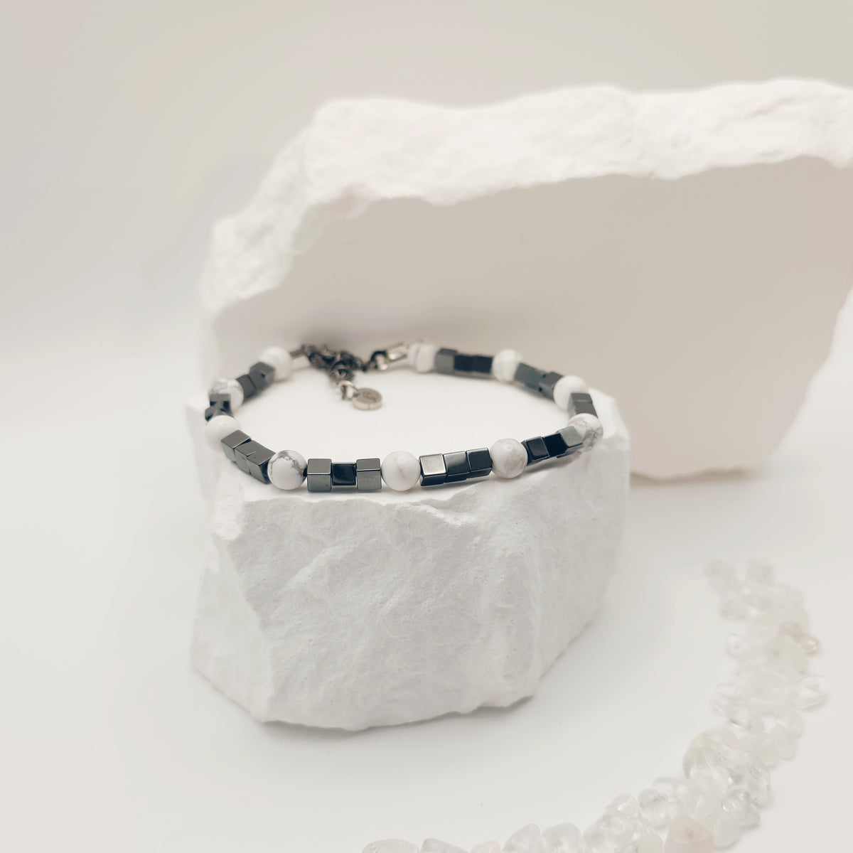 Howlite and Hematite Bracelet [For Stability]