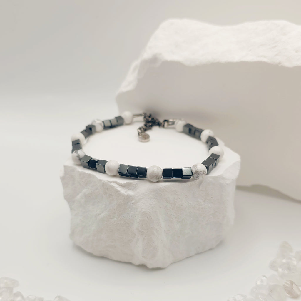 Howlite and Hematite Bracelet [For Stability]