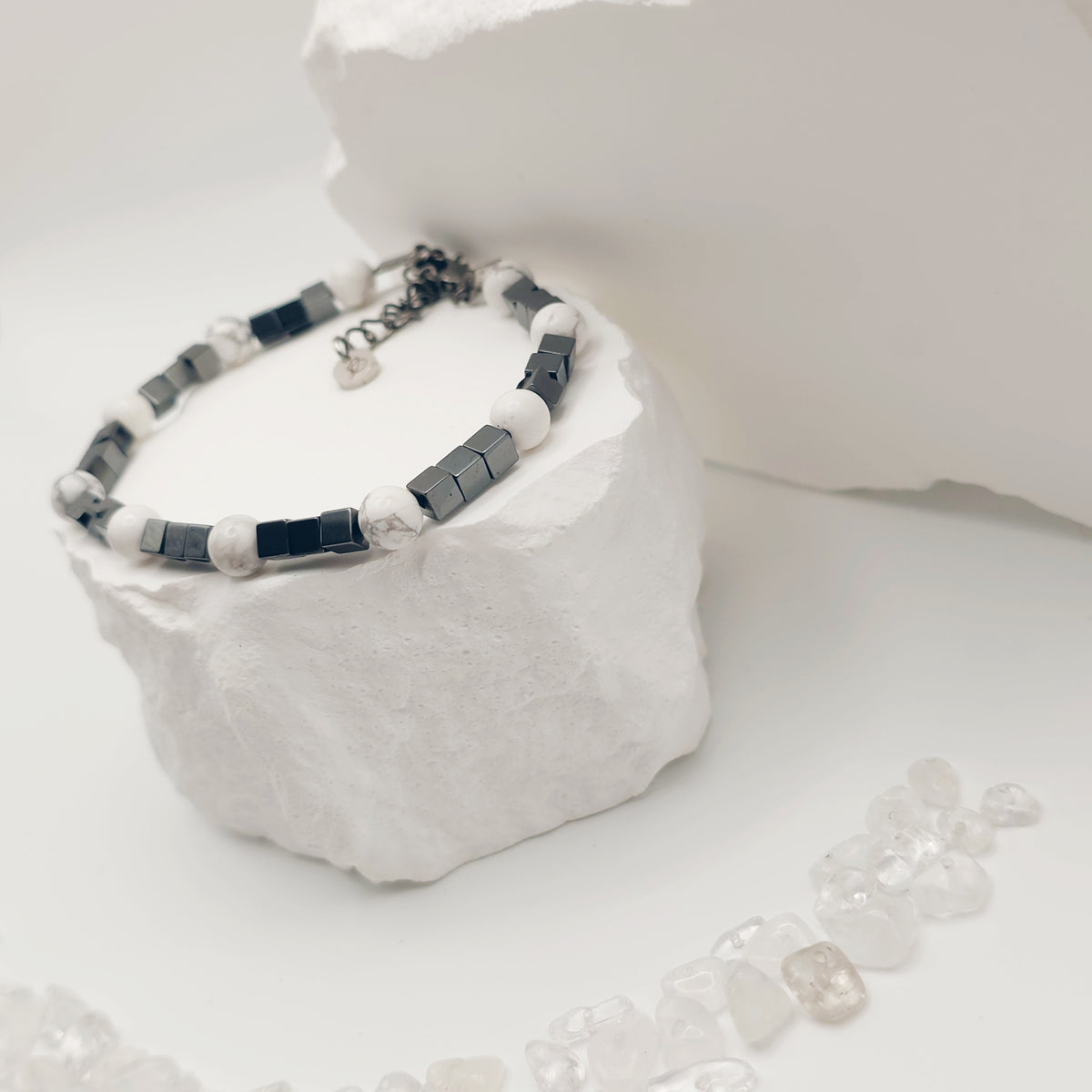 Howlite and Hematite Bracelet [For Stability]