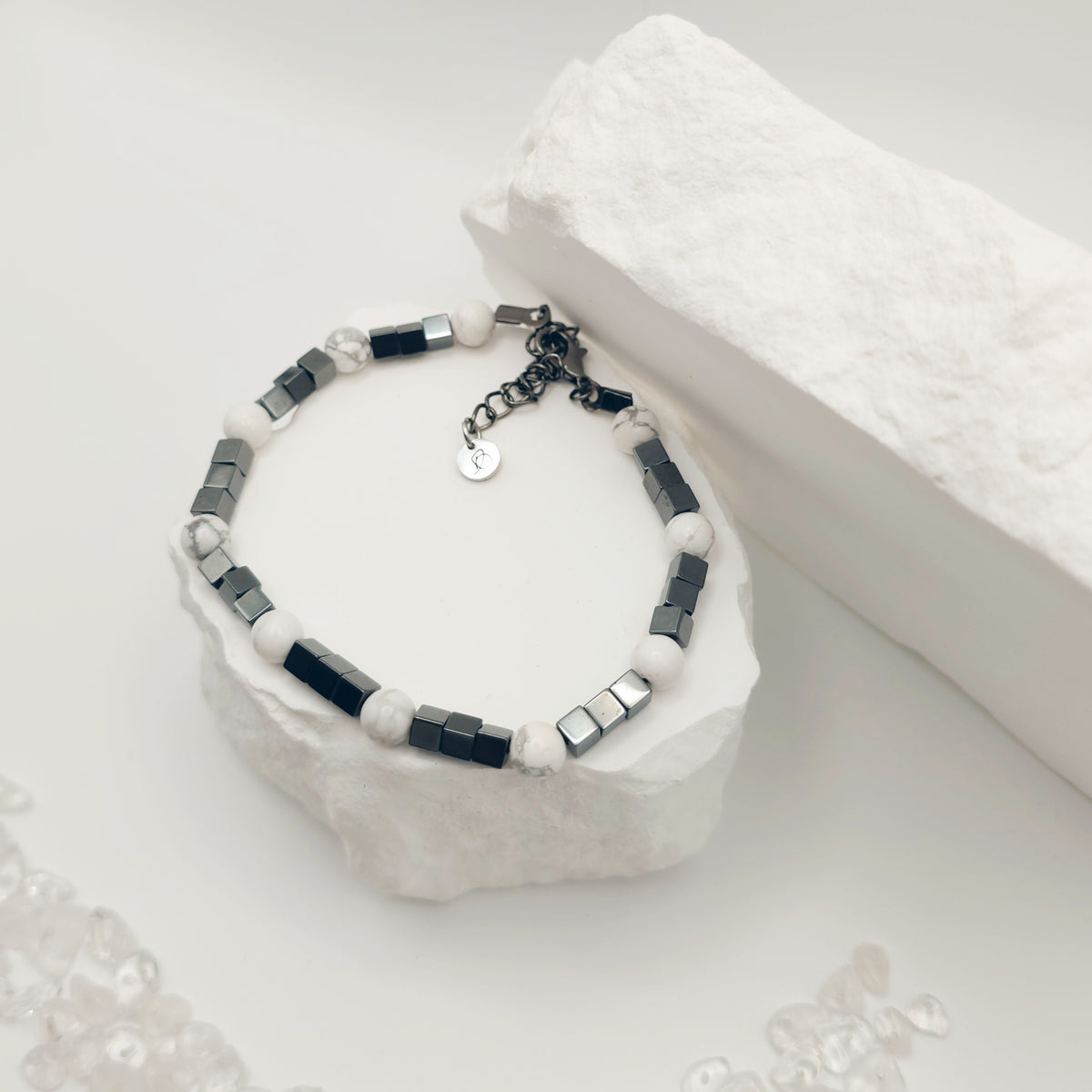 Howlite and Hematite Bracelet [For Stability]
