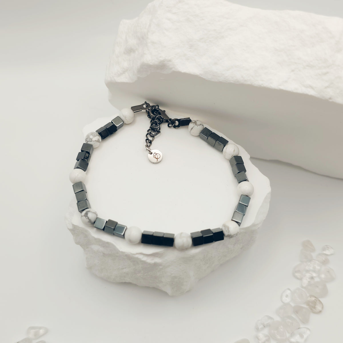Howlite and Hematite Bracelet [For Stability]