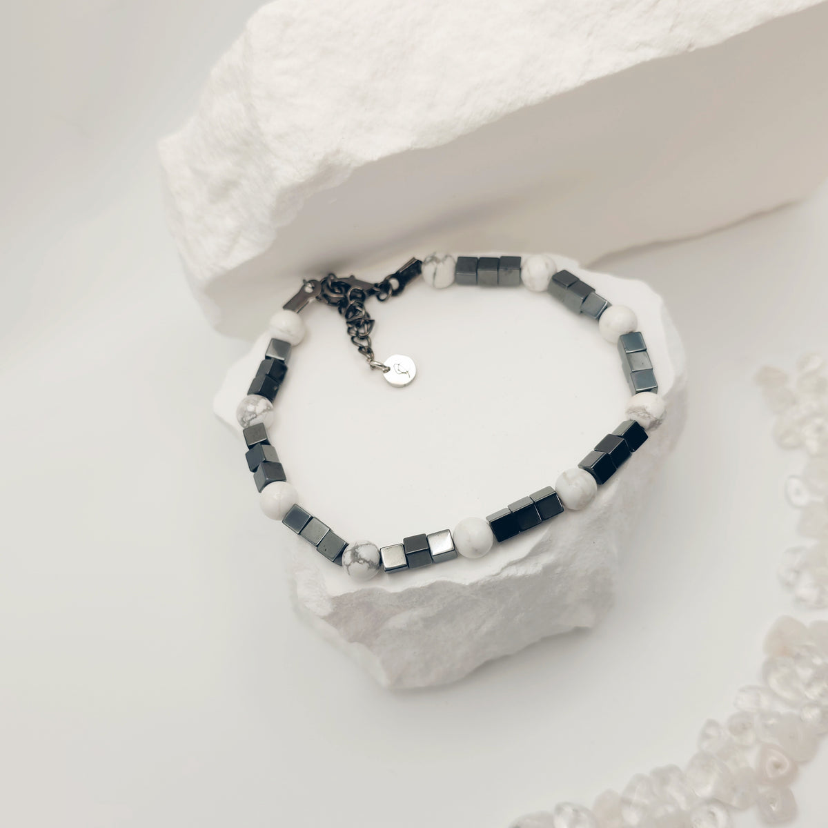 Howlite and Hematite Bracelet [For Stability]