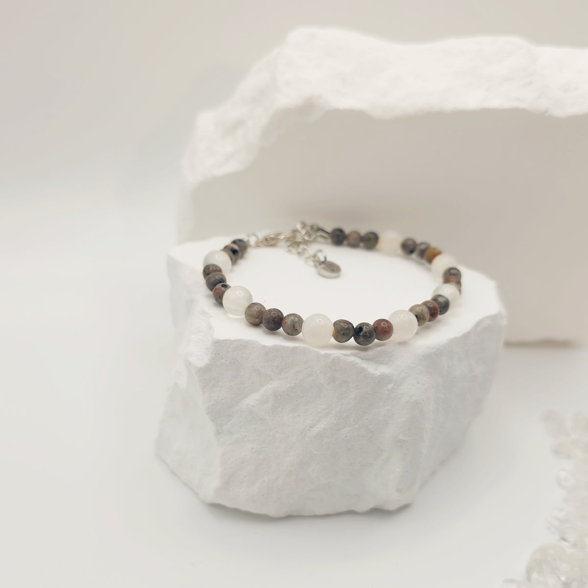 Flame Stone and Selenite Bracelet