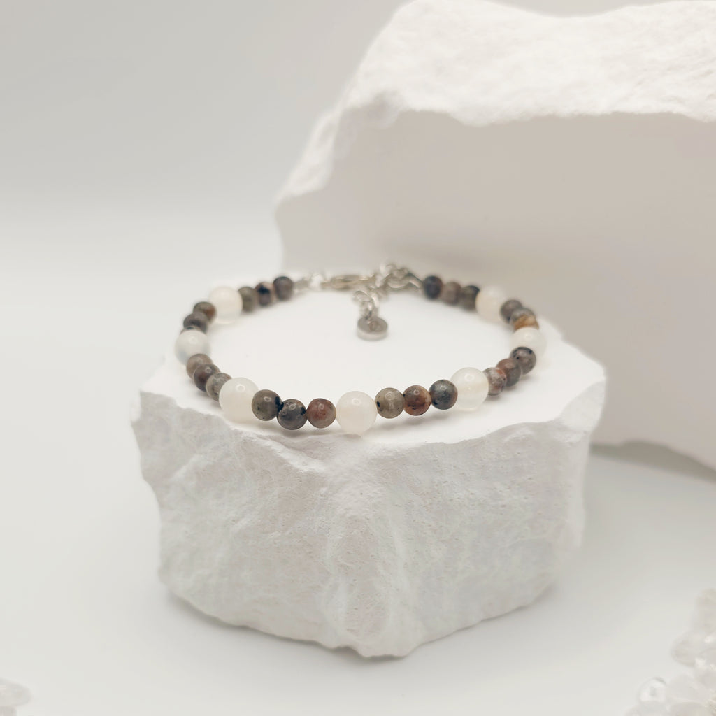 Flame Stone and Selenite Bracelet
