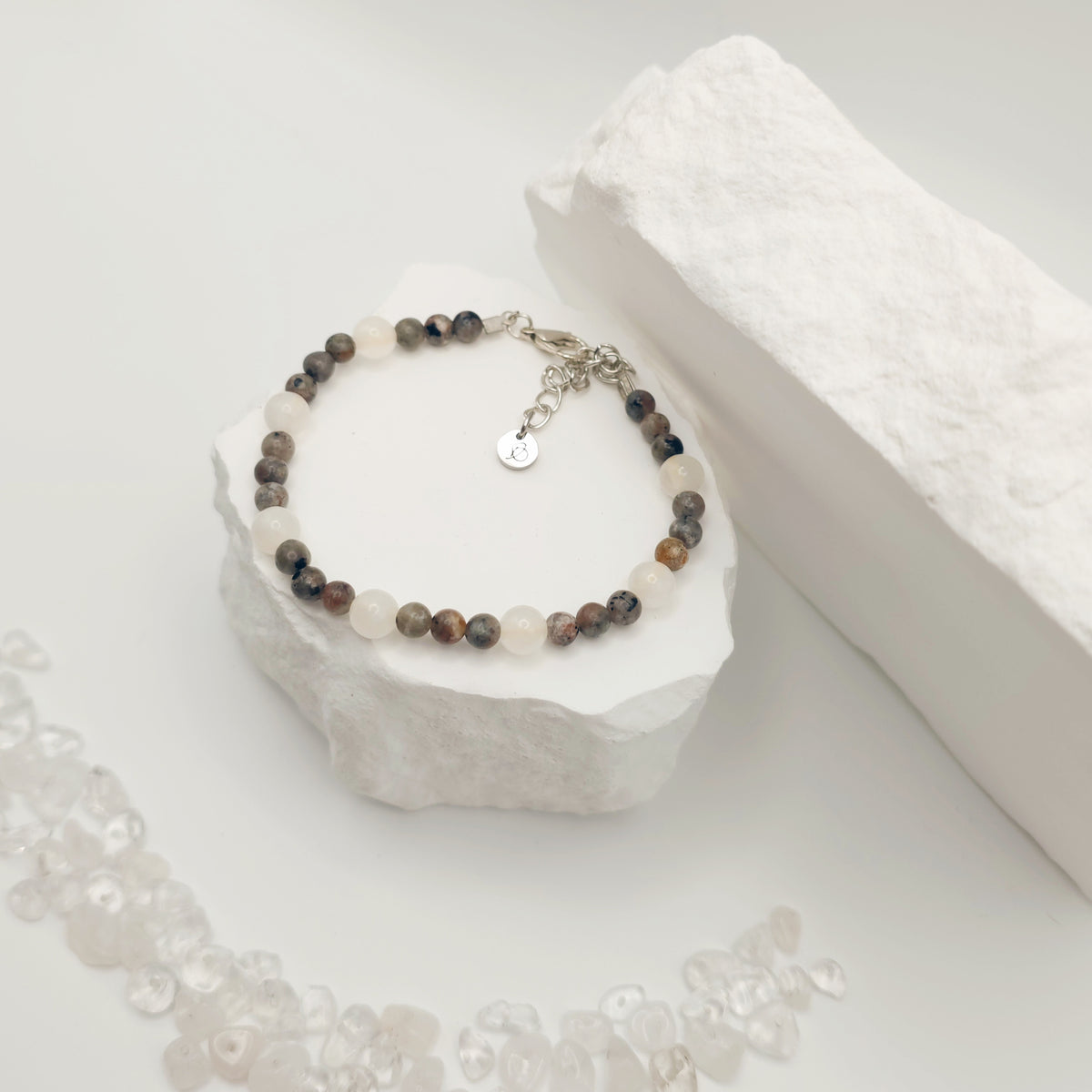 Flame Stone and Selenite Bracelet