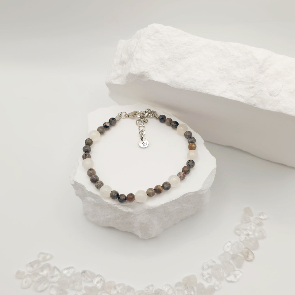Flame Stone and Selenite Bracelet