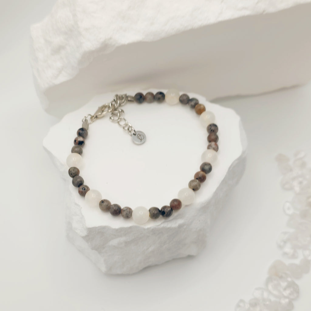 Flame Stone and Selenite Bracelet