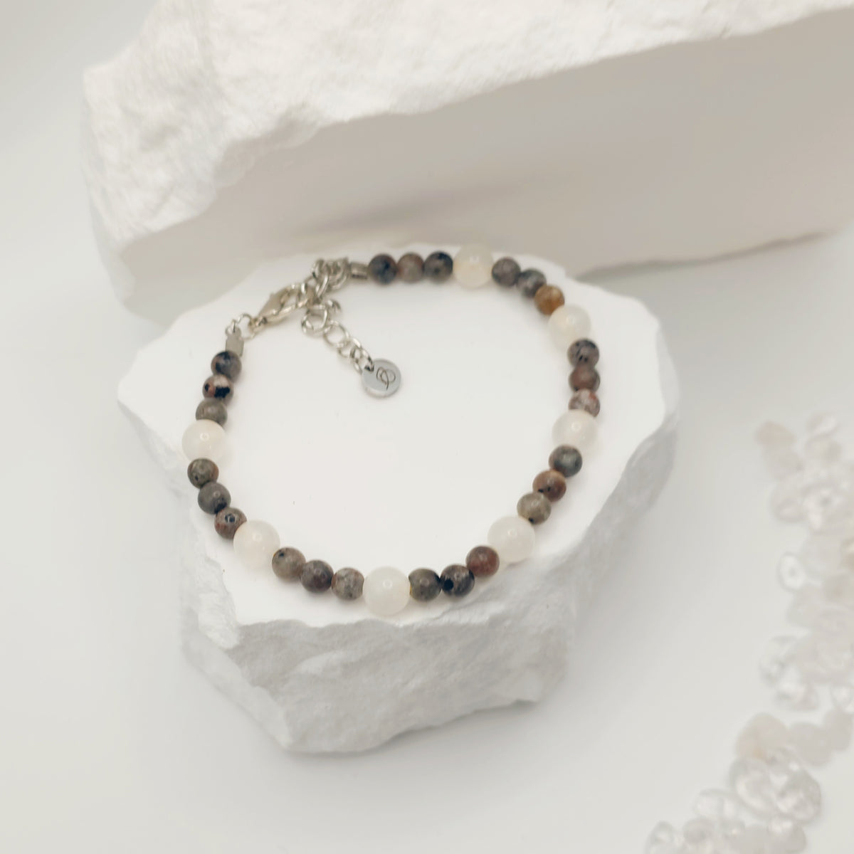 Flame Stone and Selenite Bracelet